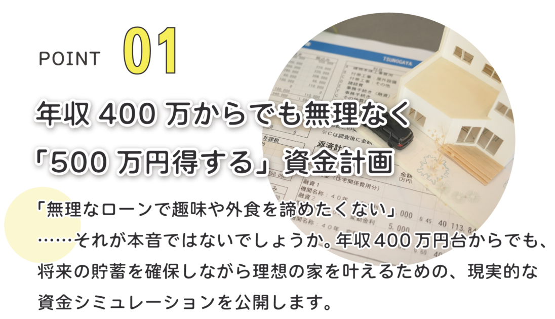 年収400万円からでも無理なくできる資金計画
