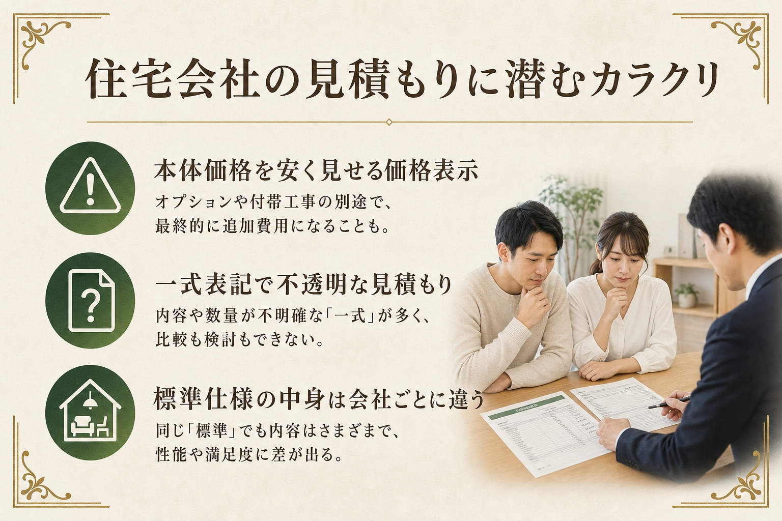 住宅会社の見積もりに潜むカラクリ